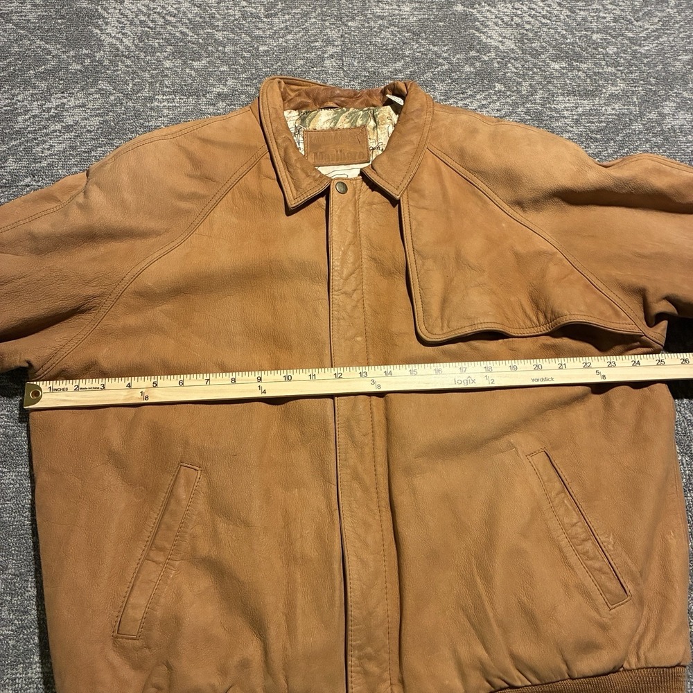 Marlboro Adventure Team Brown Leather Jacket Map Lined Men's L rare - Picture 5 of 13